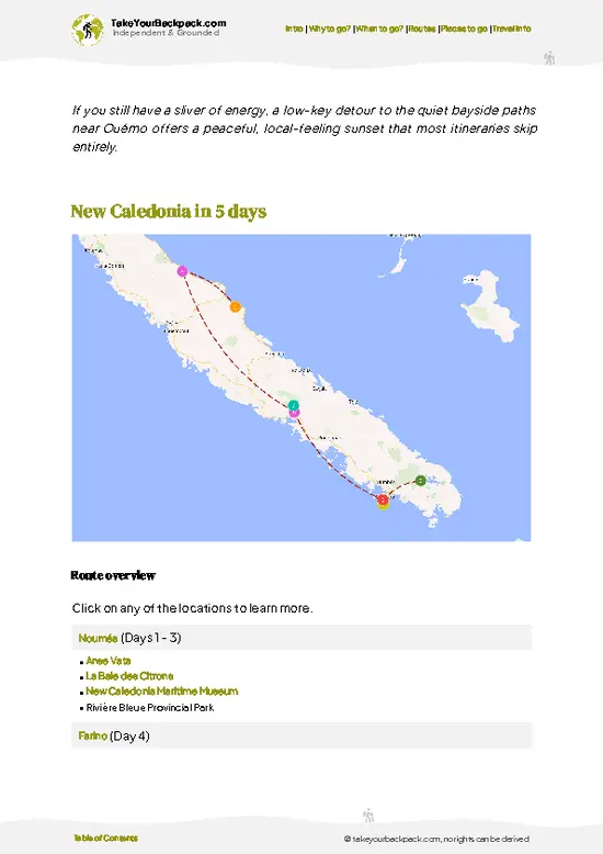 example page 4 from our offline Travel Guide for New Caledonia